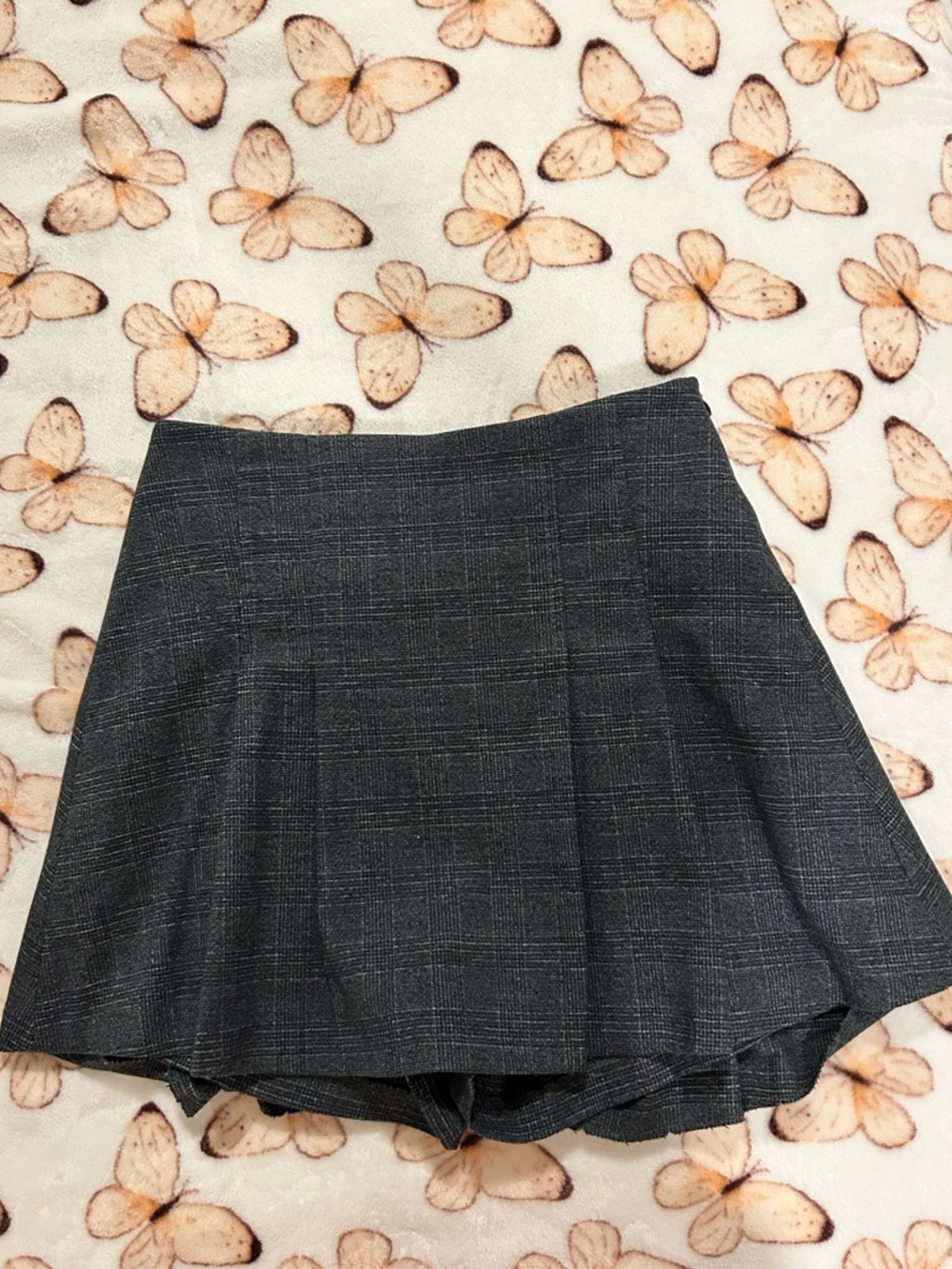 Zara Gray Plaid Mini Skort with Subtle Check